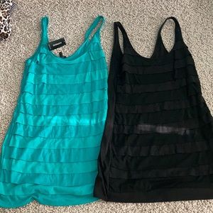 Two Express Dresses Ruffles in Front Tight Fitting